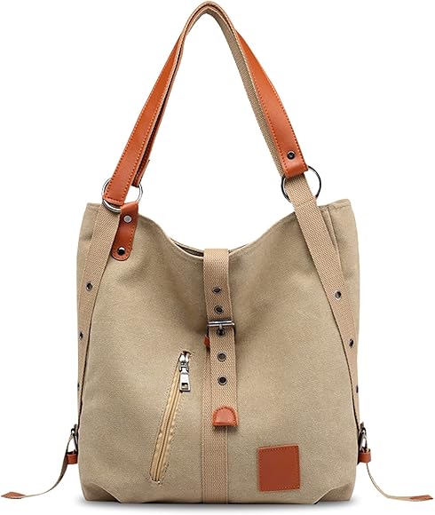 FANDARE Bolsos de Mujer Mochila Bolso Bandolera Bolso Lona de Hombro Bolso Tote Bolso Shopper Bolso de Mano Bolso Convertible de Mochila Multifuncional para Trabajo Escuela Viaje Bolsos Cruzados