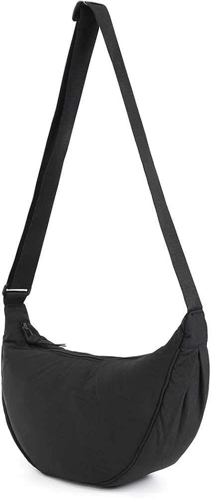 WKRTDY 1 pieza Bolso bandolera con forma de media luna, Bolso Bandolera Impermeable Media Luna para Mujer, de Nylon Casual y Ligero, con Correa Ajustable para Viaje, Compras y Oficina, estilo moderno