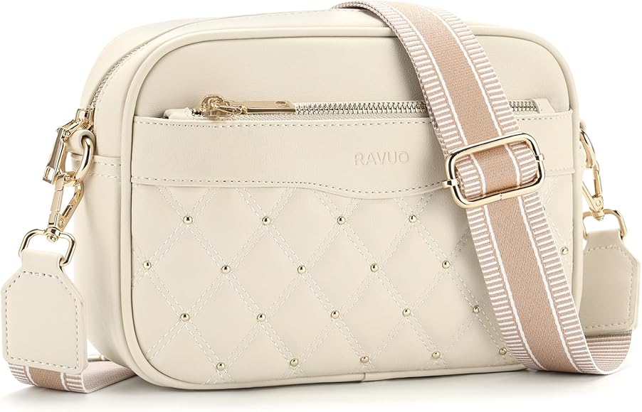 RAVUO Bolso Bandolera Mujer, Bolso Pequeño de Cuero Pu Moda Bolso Cruzado Bolsa Hombro Piel con Correa Ajustable Crossbody Bag para Diario Viaje