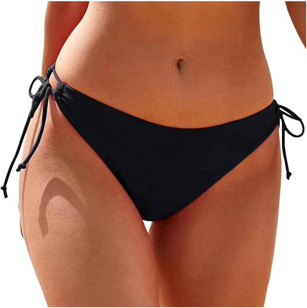 Bikini Bottoms for Women Moderate Coverage String Bathing Suit Bottom Cheeky Summer Low Waist Swim Bottom