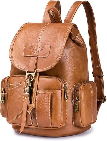 SPAHER Mochila Mujer Anti-robo Mochila de Cuero PU Casual Mochila para Mujer Bolso Mujer Bandolera Bolsa de Mano Retro Impermeable Mochila de Viaje Marrón Daypack de Escuela para las Niñas