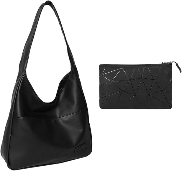 HDGSAFD 1 bolso de hombro para mujer, 1 bolso de mano, bolso de la compra para mujer, bolso de hombro con hebilla magnética, bolso retro de gran capacidad, bolso informal, Negro