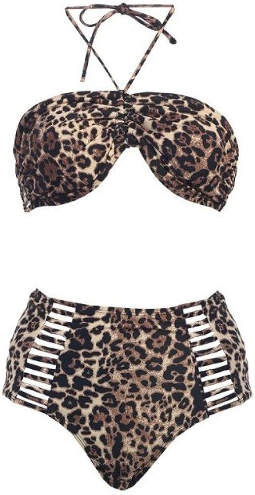 2 PC. Ladies Leopard Strappy Swim Set