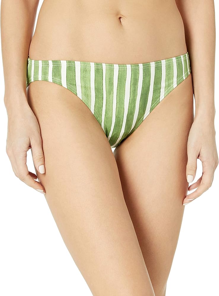 Vince Camuto Women's Standard Classic Bikini Bottom Swimsuit, Hammock Stripe Fern, Large