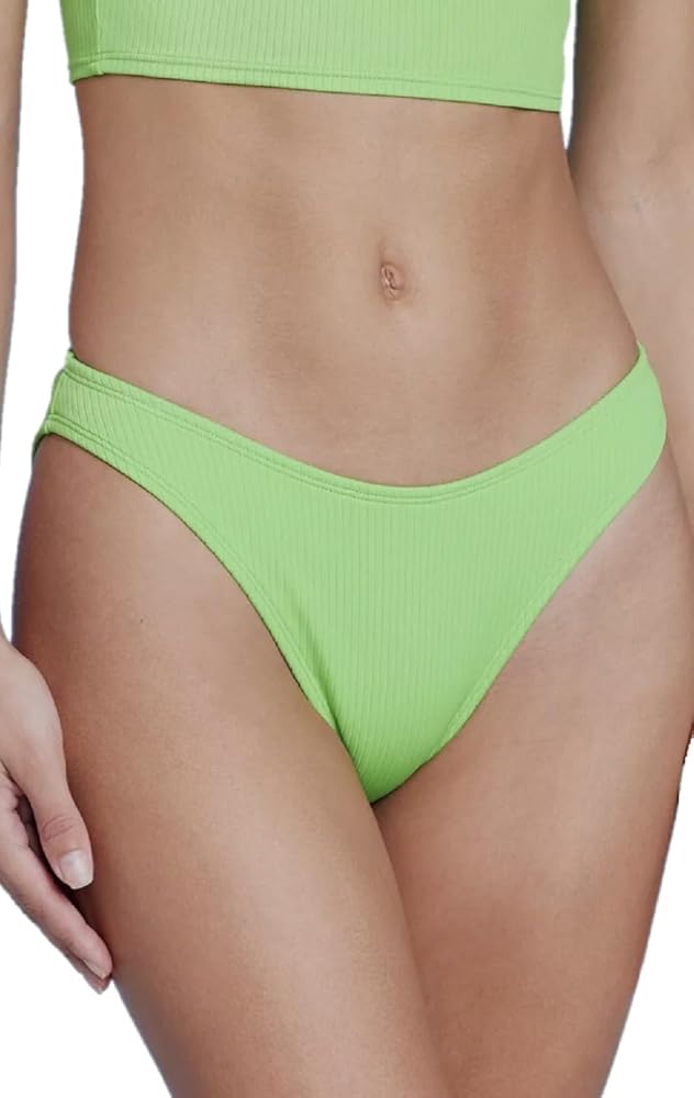 Wild Fable Women's Ribbed High Leg Cheeky Bikini Bottom XS (0-2) Green