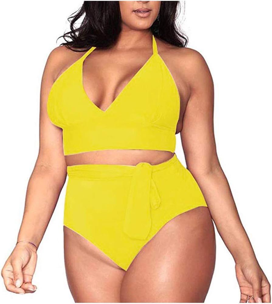 One Piece Swimsuit Women,Tummy Waisted Coverage High Full Plus Control Swimwear Size Swimsuit Crop Top and Shorts Set