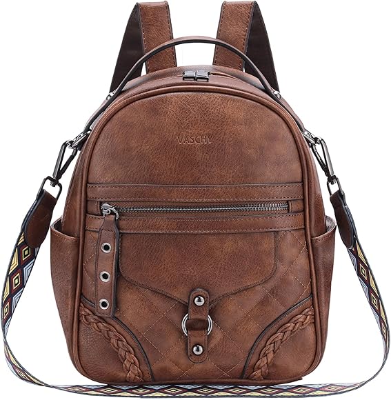 VASCHY Mochila Pequeña Mujer, Bolso Mochila Antirrobo Mochila Universidad Moda Bolso Viaje Convertible Mochila Cartera Bolsa de Hombro de Cuero PU Bolsa de Mano Bolsa de Hombro para Diario Trabajo