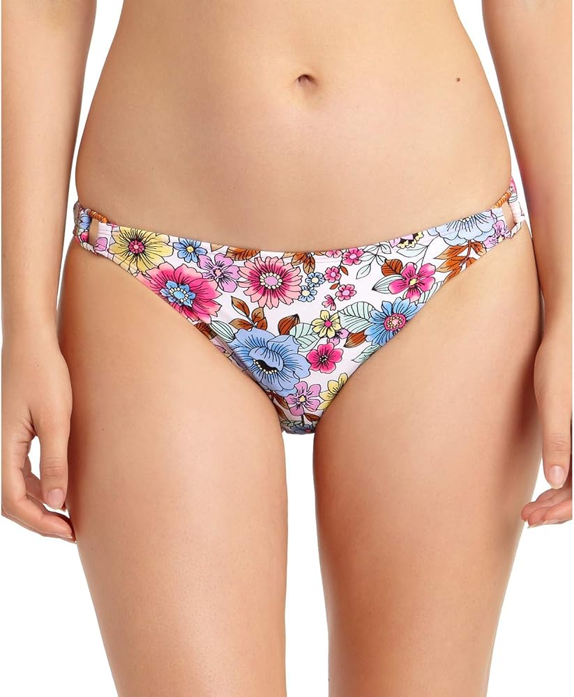 Womens Floral Print Ring Detail Swim Bottom Separates White M