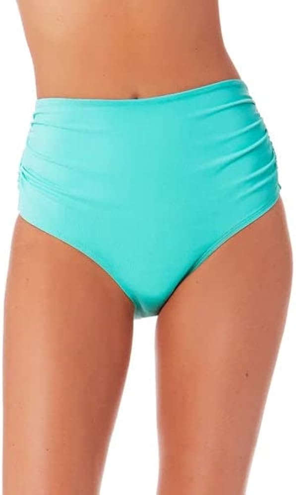 Anne Cole Live In Color Reef Green Convertible High Waist Shirred Bikini Bottom Large / Reef Green