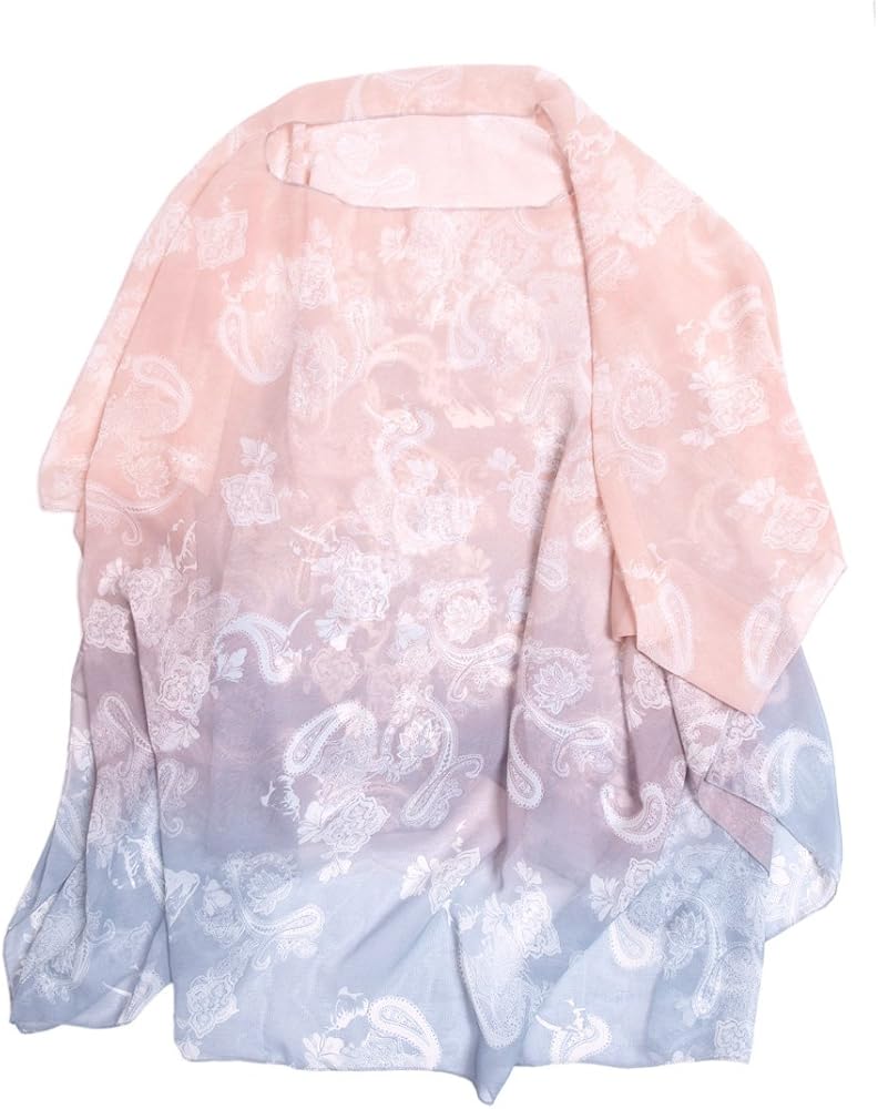 Paisley Floral Ombre Chiffon Kimono Poncho Blouse Beach Cover up