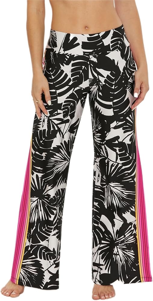 Trina Turk Women's Standard Lennox Slit Swim Pants, Split Side, Wide Leg, Beach Cover Ups