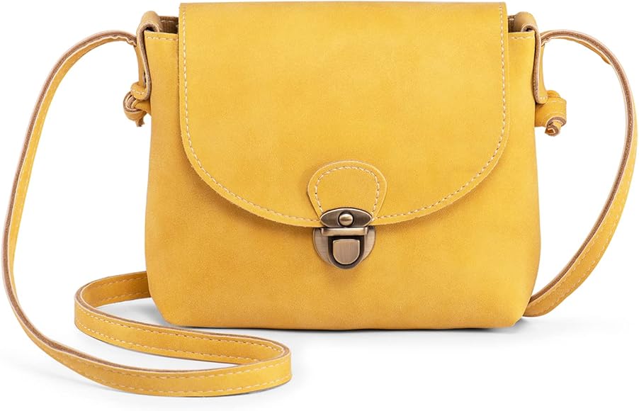 LaRechor - Bolso Mujer Pequeño, Bolso Bandolera para Teléfono Móvil, Estilo Vintage, Amarillo, S