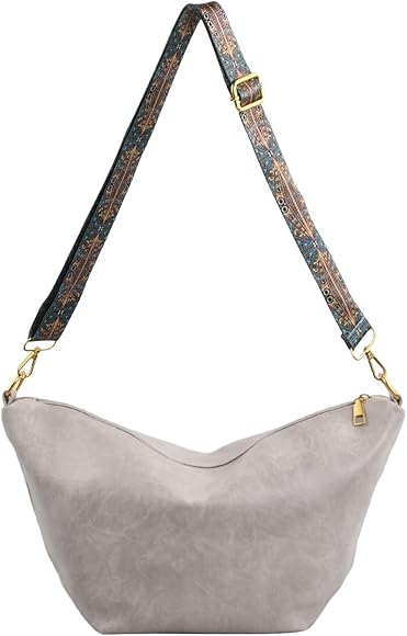 volumoon Bolso Media Luna Mujer, Bolso Cruzado Cuero de Imitación Impermeable, Bolso de Hombro Informal con Correa Ajustable, Bolso Bandolera para Diario, Viajes, Trabajo