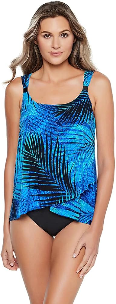 Miraclesuit Women's Swimwear Dazzle Scoop Neck Underwire Bra Tankini Bathing Suit Top