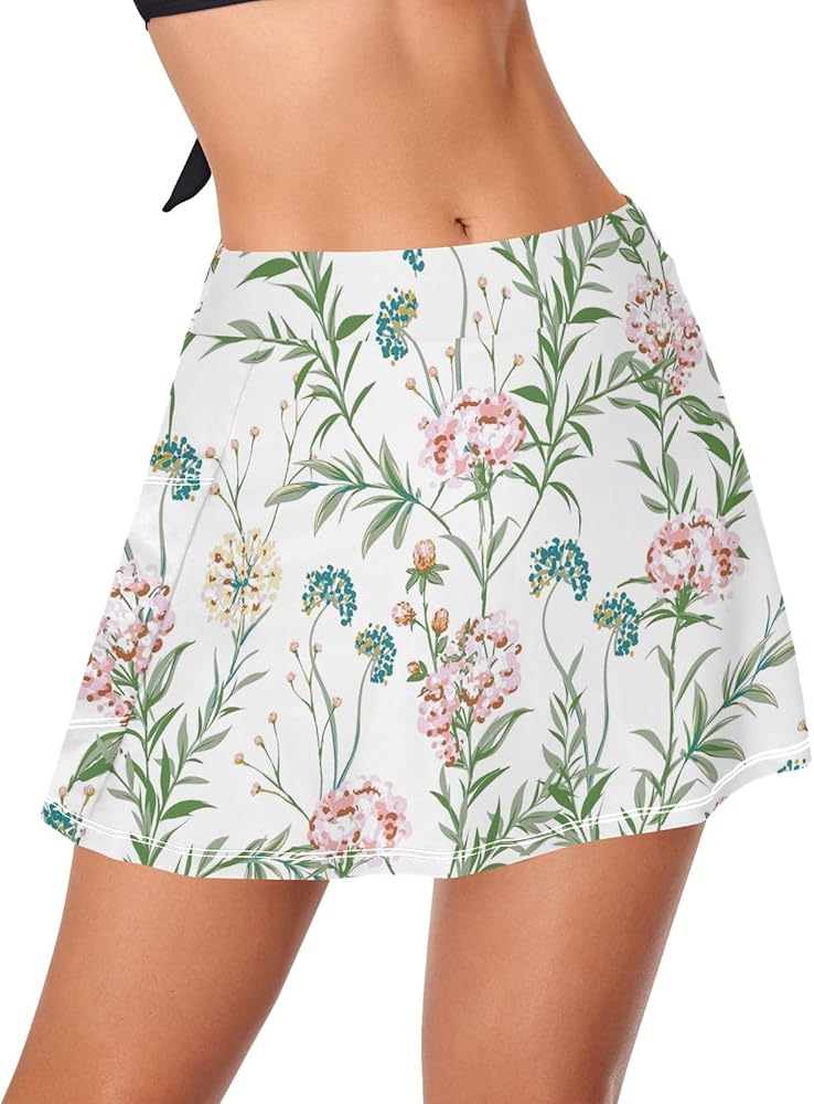 Floral Pattern Swim Skirt Women, High Waisted Swim Skirts, Bathing Suit Bottoms