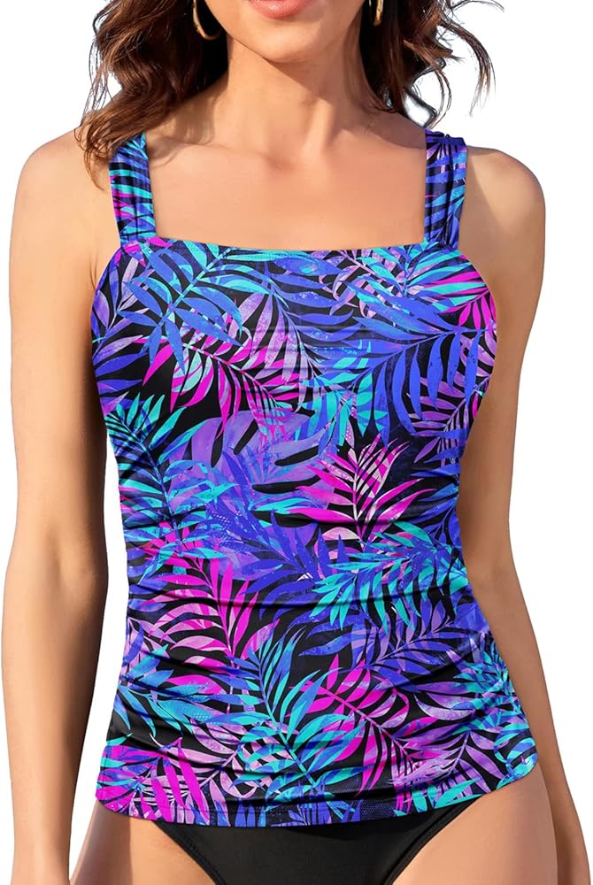 Yonique Tankini Tops for Women Swimwear Top Only Tummy Control Swim Top Modest Tank Top Bathing Suits No Bottom