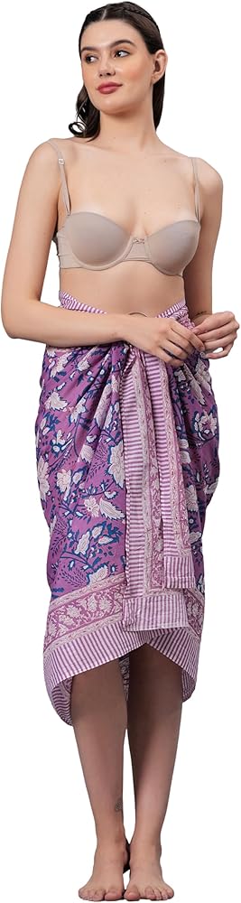 Summer Wear Pareo Block Print Sarong Cotton Boho Scarf Neck Head Wrap Beach Sarong Gift for her Bikini Cover Up