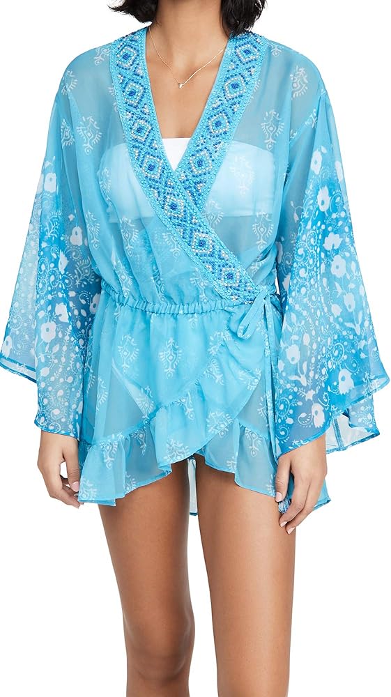 Ramy Brook womens Alegra Long Sleeve Wrap Dress CoverupSwimwear Cover Up