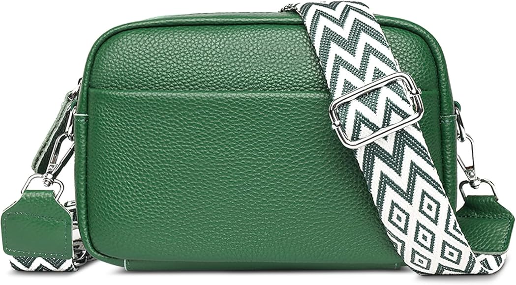 FORRICA Bolso Bandolera para Mujer Pequeño Cuero Chicas Bolsa de Hombro Moda Crossbody Bolso Cruzado con Correa Ancha Verde A