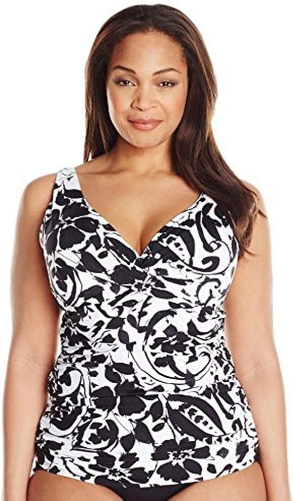 Anne Cole Women's Plus-Size Antigua Twist-Front Underwire Shirred Tankini