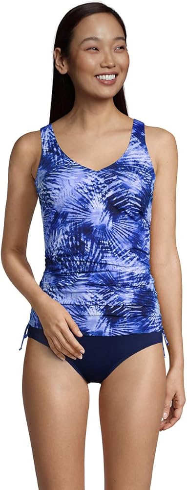 Lands' End Womens Chlorine Resistant Adjustable V-neck Underwire Tankini