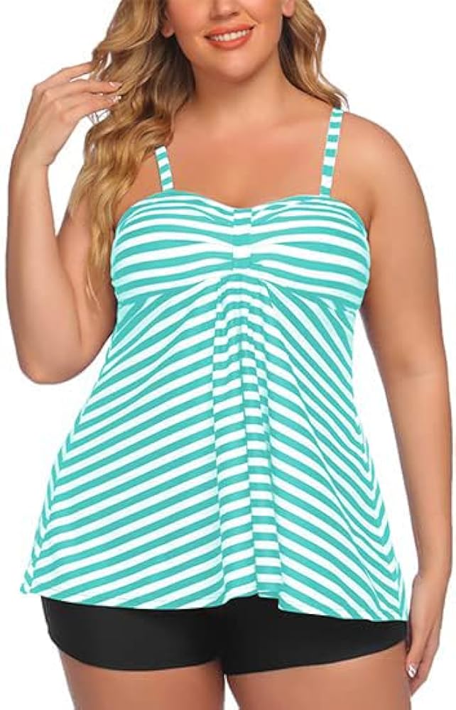 Avidlove Women RetroTankini Set Two Pieces Swimsuit Spaghetti Strap Swim Top and Bottoms Green