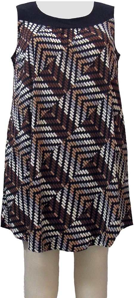 Women's Plus Size Brown Geometric Cover Up Dress