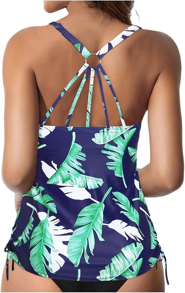 Blouson Tankini Tops for Women Cute Swimwear Top Loose Push Up Loose Fit Racerback Athlteic Swim Tops No Bottom