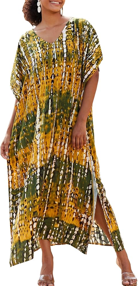 Chunoy Women Casual Turkish Kaftan Loose Lightweight Oversized Caftan Beach Cover Up Maxi Dress