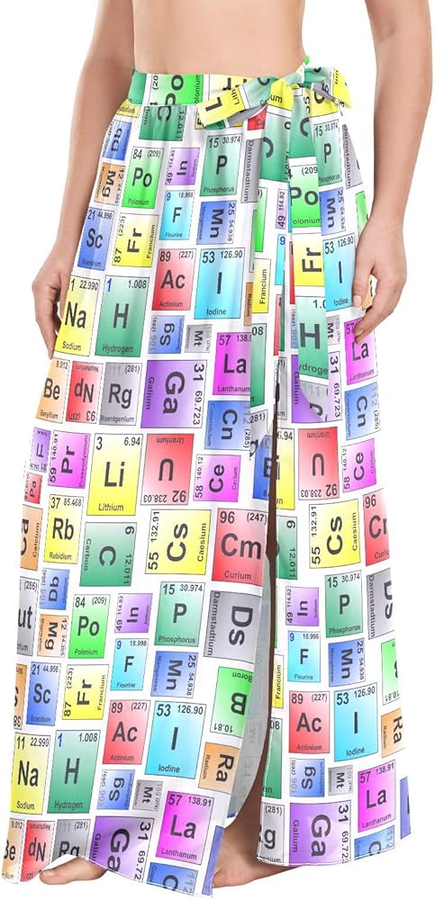 Periodic Table Elements Beach Cover Ups for Women Wrap Beach Skirt Bikini Swimsuit Cover Up for Gift Travel Summer M