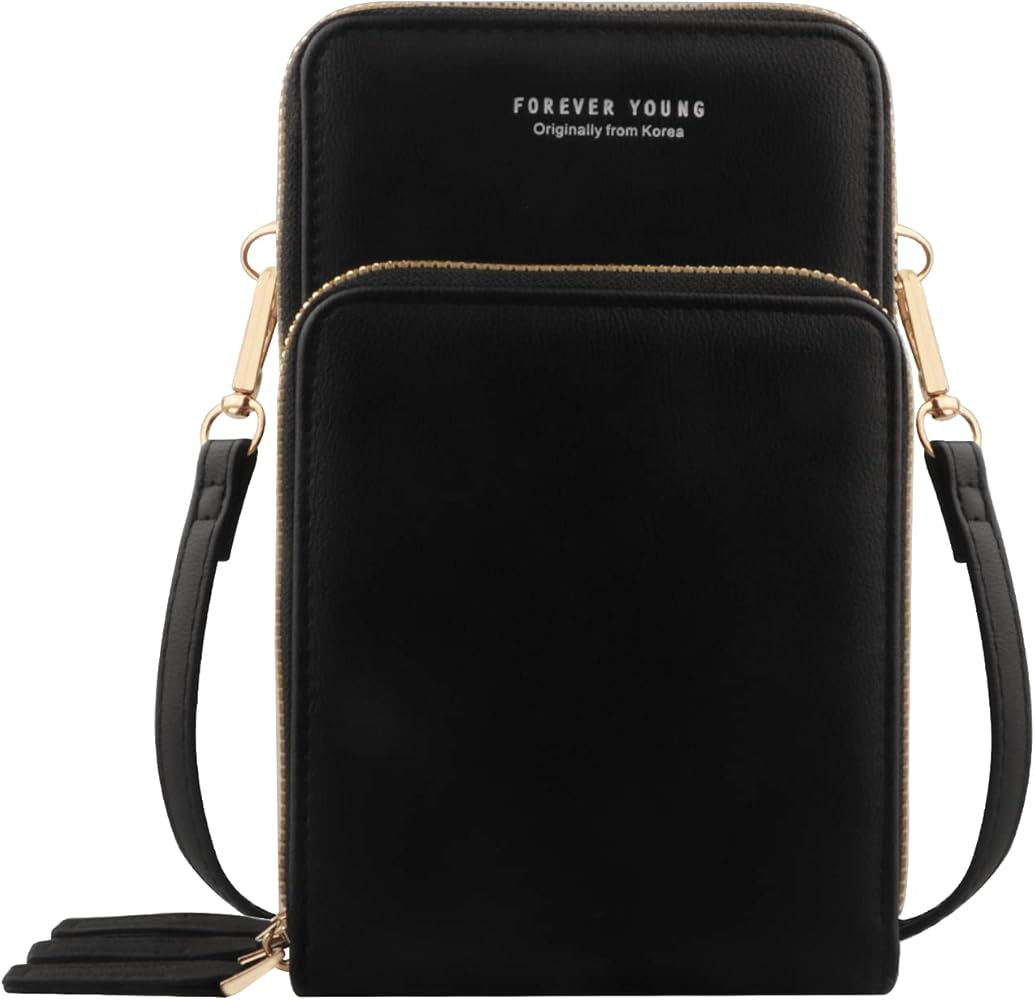 Bolso de teléfono móvil para mujer Monedero de cartera cruzada Mini bolso de teléfono celular cruzado de cuero ligero con ranuras para tarjeta de correa