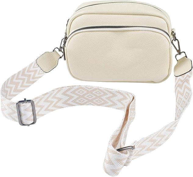 Qooloo Bolso Bandolera Mujer Impermeable,Bolso de Hombro de Cuero de PU, Bolsa Crossbody Señoras para Señora, Mujer,3 Cremalleras Compartimentos Grandes,Larga Desmontable Ajustable Correa de Hombro