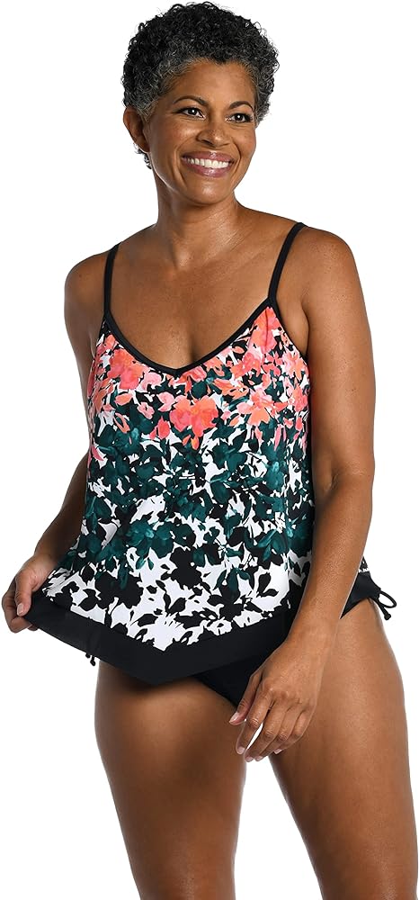 Maxine Of Hollywood Women's V-Neck Flutter Tankini Swimsuit Top