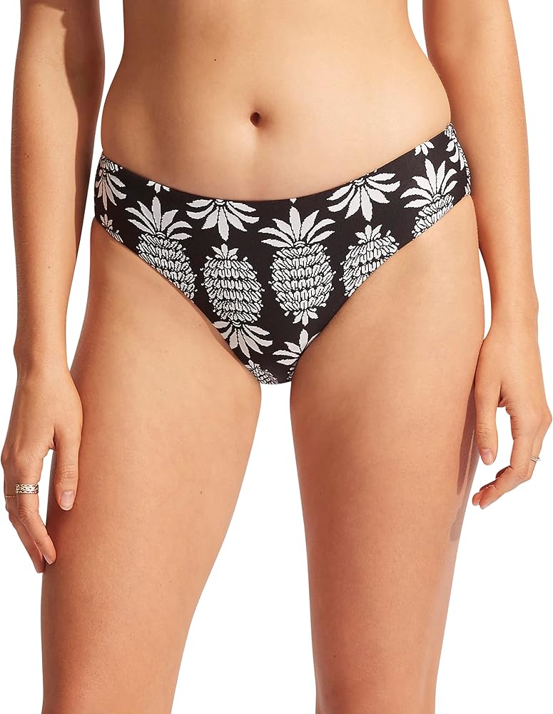 Seafolly Women's Hipster Full Coverage Mid Rise Bikini Bottom Swimsuit