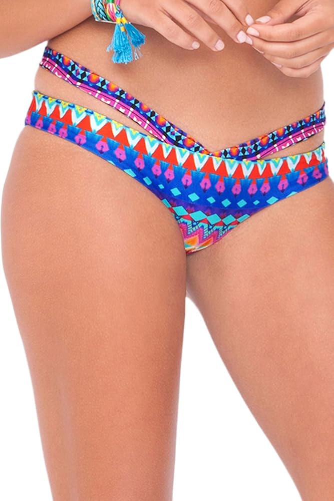 Luli Fama Women's Standard Tribal Beach Sandy Buns Moderate Covergae Bikini Bottom