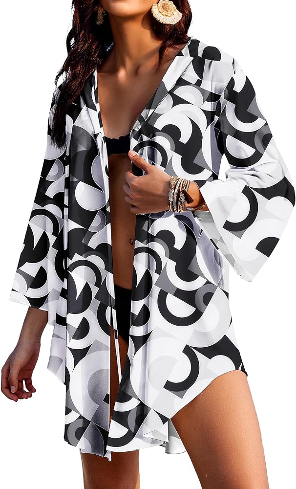 AI'MAGE Women's Bathing Suit Beach Cover Up Bikini Swimsuit Coverup Kimono Summer Cardigans with Hooded S-XXL