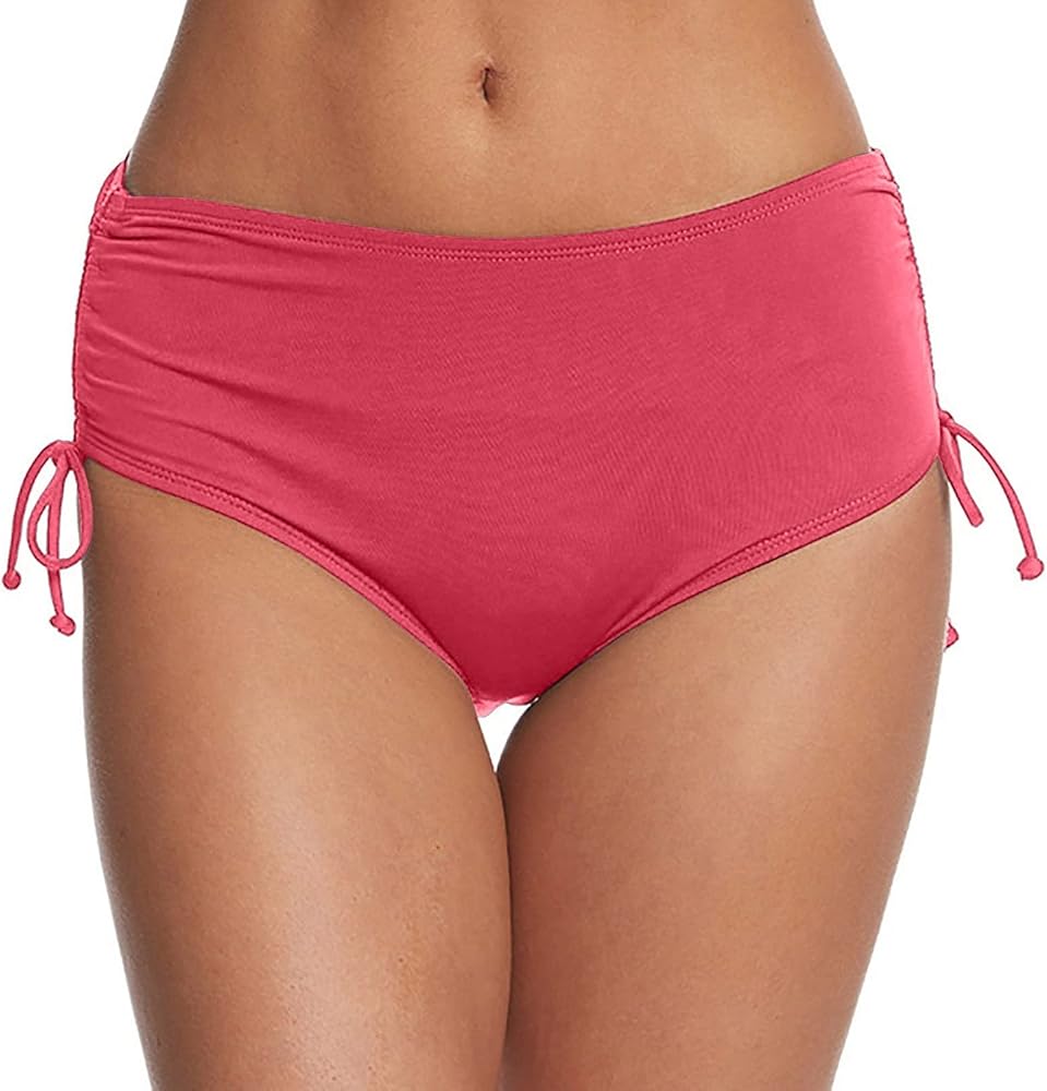 Bikini Bottoms for Women,Women's Bikini Bottom Full Coverage Swim Bottoms Mid Waisted Drawstring Bathing Suit Bottoms