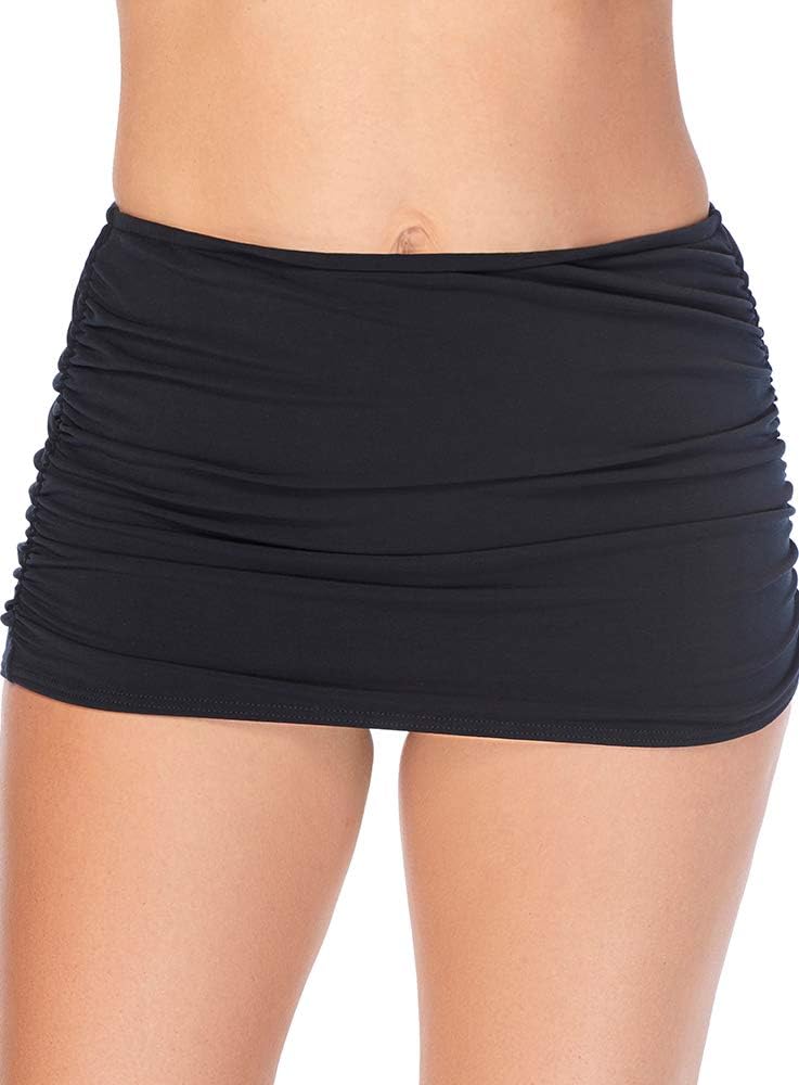 MagicSuit Women's Swimwear Solid Shirred Tummy Control Full Coverage Skirt