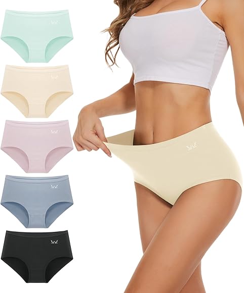 TANSTC Bragas Mujer Algodón Elástico Culotte Cintura, Braguitas Ropa Interior Cómoda Y Sexy, Ropa Interior Cómodas Y Suaves, Pack De 5