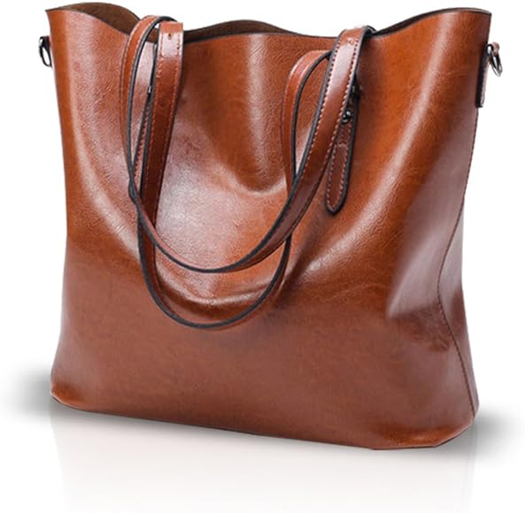 Nicole & Doris Bolso Mujer Grande Bolso Hombro Shopper Totes PU Cuero Bolsos Retro Bolso Bandolera Escolares Trabajo Viaje Marrón