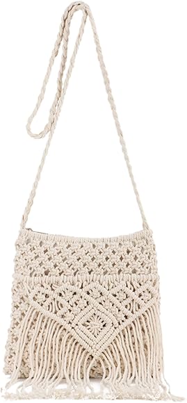 LHHMZ Bolso de hombro de ganchillo tejido a mano para mujer Tassel Crochet Tejido Drawstring Bucket Bag Bolsa de playa de verano