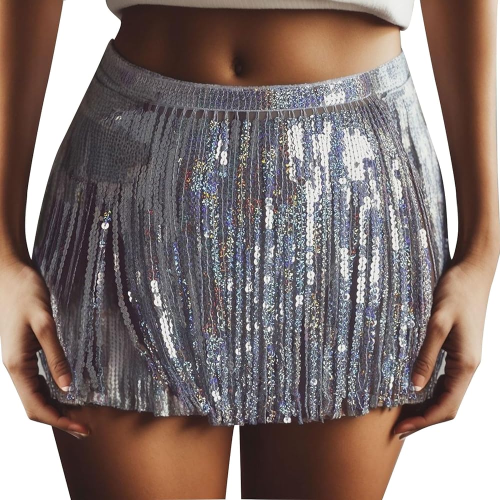 Women's Swim Bottoms Trend Shiny Sequin Swim Bottoms 2024 Summer Full Coverage Bathing Suit Shorts for Women