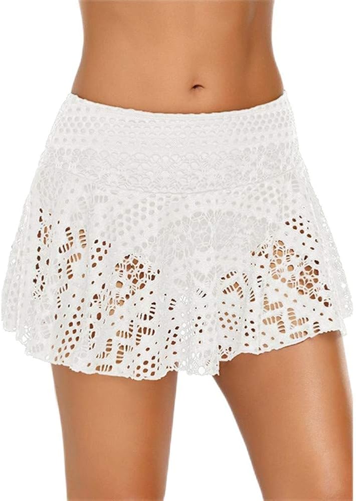 Women's Lace Crochet Skirted Bikini Bottom Swimsuit Short Skort Swimdress