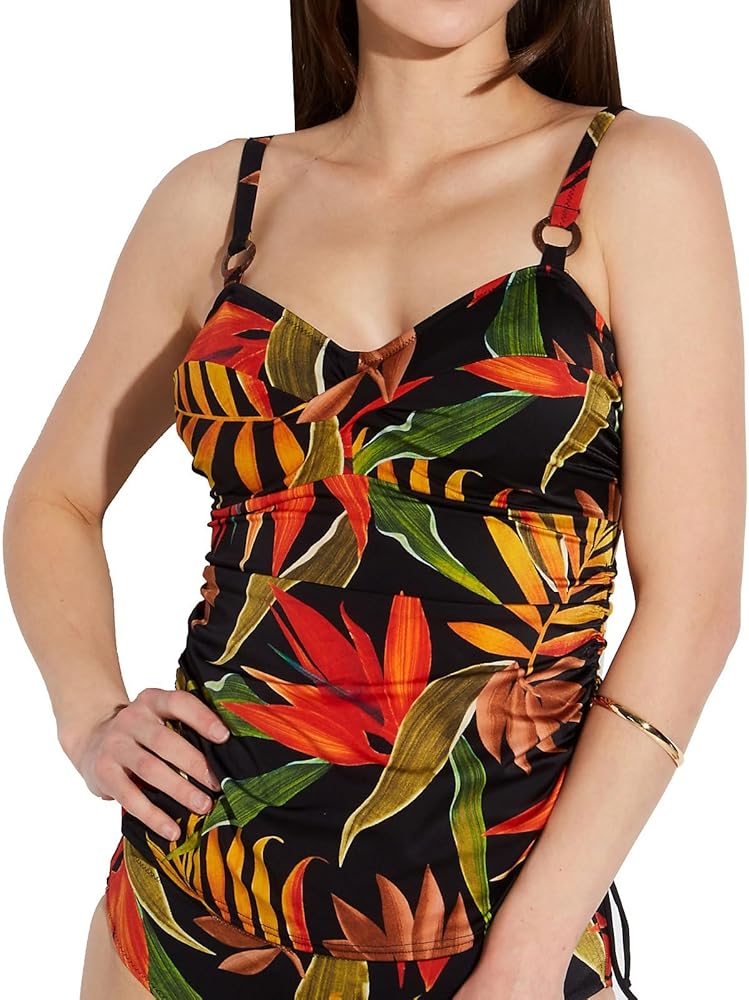 Fantasie Women's Pichola Underwire Twist Front Tankini Swim Top, FS3954, Black, 38FF