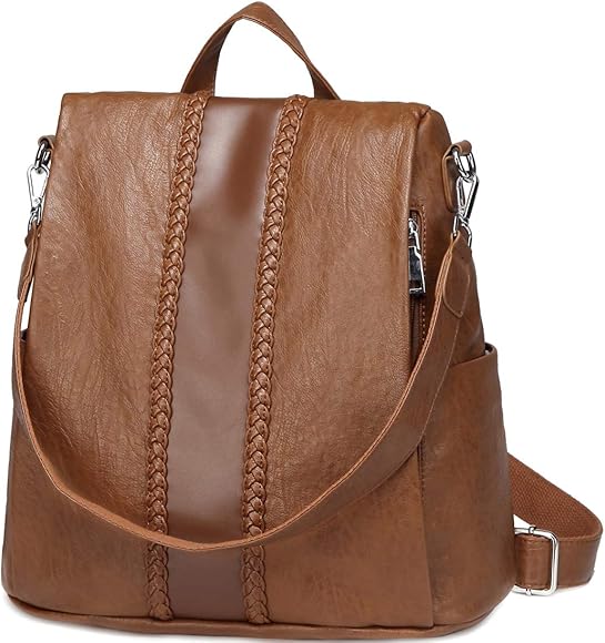 VASCHY Bolso Mochila Mujer, Mochila Antirrobo Mujer Bolsa de Mano Impermeable de Cuero PU Bolsa de Hombro Casual Convertible con Correa Desmontable para Salir Escuela Trabajo Viaje