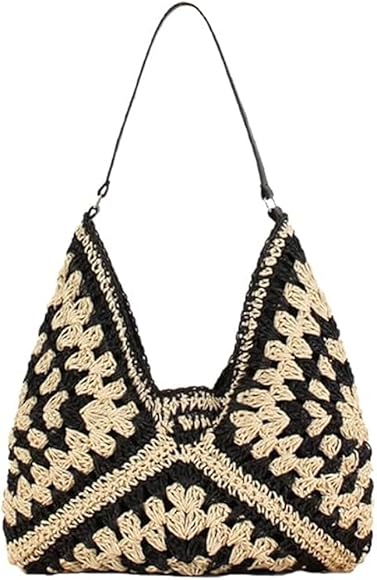 YingStar Bolso Bandolera Mujer Grande Bolso Rafia Verano Bolso Paja Mujer Bolsa Playa Verano Bolso Tote Bag Bolsos Tejidos Crochet Bolso de Mano Bohemio Bolso Hombro Para Viaje Fiesta Vacaciones