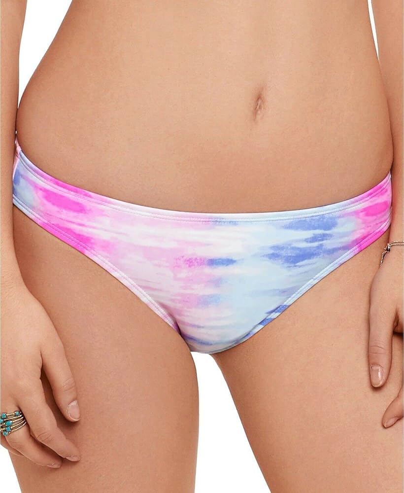 Women's Pink Tie Dye Stretch Lined Full Coverage Day Dreamer Hipster Swimsuit Bottom L