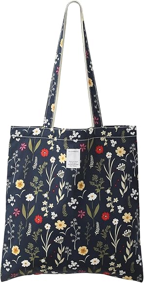 Dizdvizd Tote Bag, Floral Estampado Bolsa Tela Bolso de Hombro Bolso shopper para Mujeres Niñas, Escuela Trabajo Compras Viajes Playa Diario