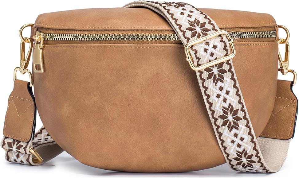 Roulens Bolsos Bandolera Para Mujer, Riñonera Pequeño Bolsos de Mujer Moda, Cuero PU Bolso de Hombro Pequeña de Mujer con Ranuras para Tarjetas, Cremallera y Correa