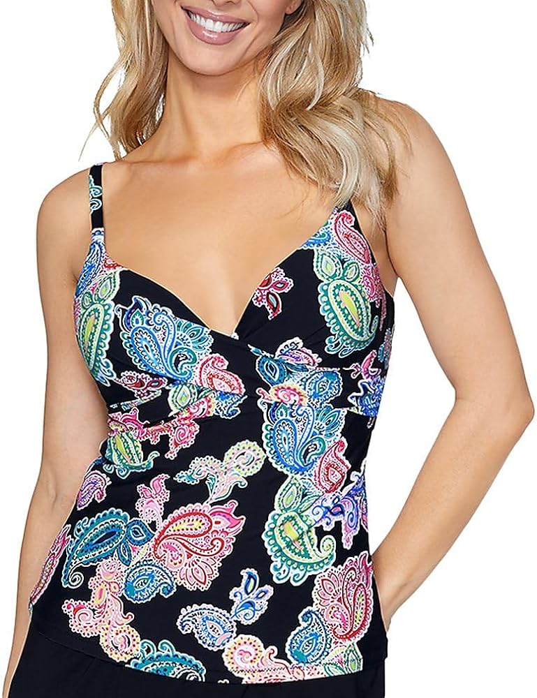 Leilani Womens Gemini Tankini, 8, Black